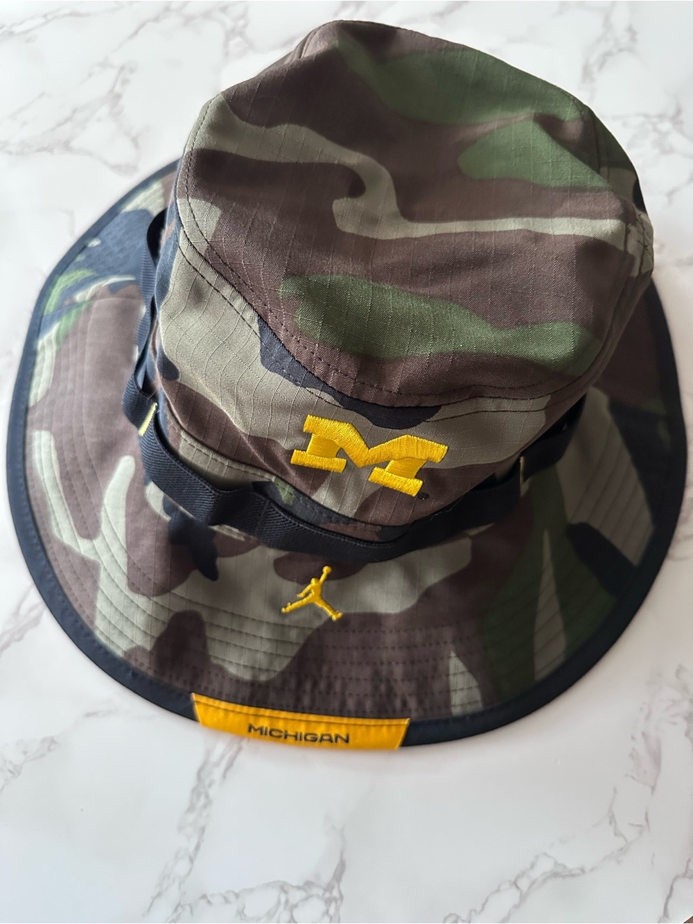 JORDAN · Michigan Camo Bucket Hat with Yellow Logos (M/L)